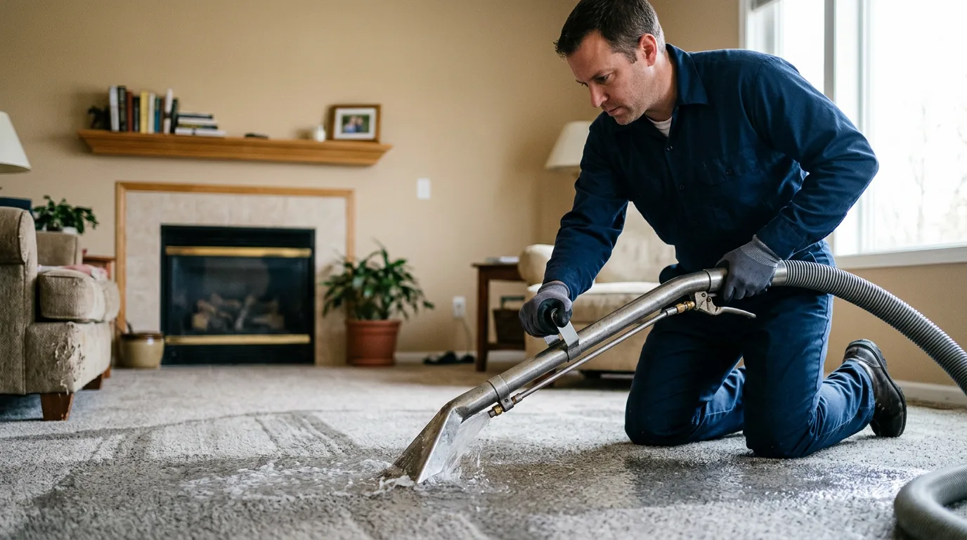 Water damage restoration technician working near North Scituate, RI